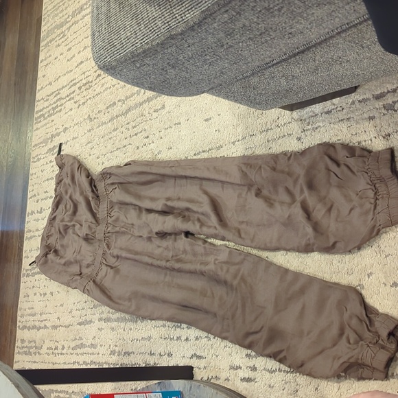 Aritzia Talula taupe / olive strapless jumpsuit - Picture 5 of 9